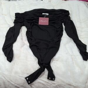 Timing Charcoal Ruched Bodysuit